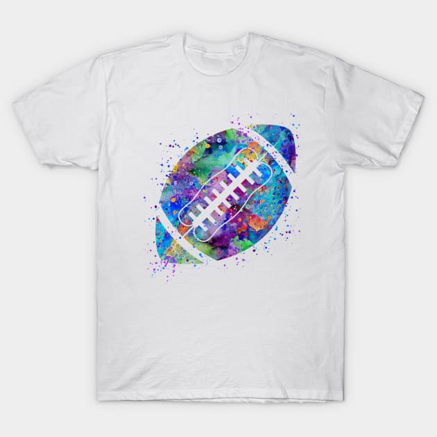 American Football Ball Watercolor T-Shirt by LotusGifts